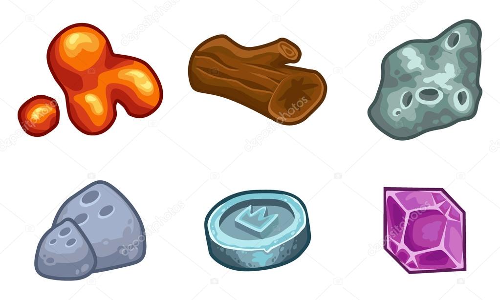 Resources For Games Icons Vector Set