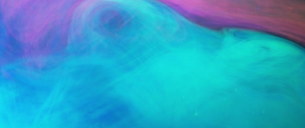 Бірюзовий Ультрафіолетовий Чорнило Світиться Дим Ефект Воді Повільному Русі — стокове відео