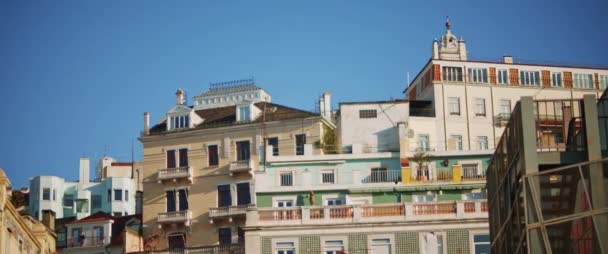 Façades Colorées Immeubles Résidentiels Lisbonne Portugal Mouvement Lent — Video