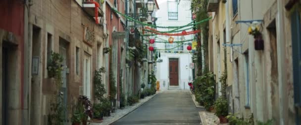 Pittoresque Rue Étroite Pittoresque Avec Des Maisons Colorées Traditionnelles Avec — Video