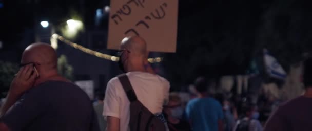 Jerusalem Israel August 2020 People Signs Walking Square Central Jerusalem — Video Stock