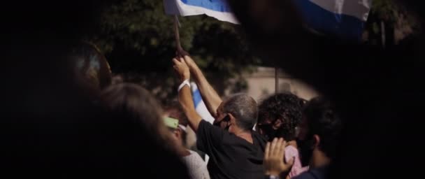 Jerusalem Israel August 2020 People Making Noise Waving Flags Weekly — Vídeo de Stock