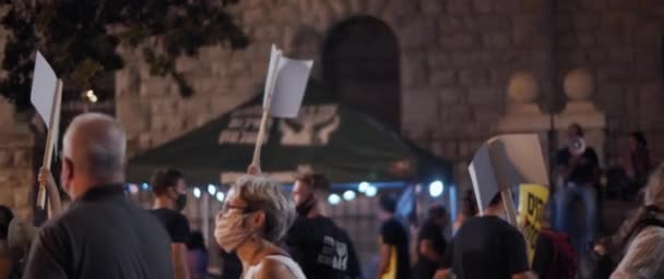 Иерусалим Израиль Августа 2020 Года Люди Идут Площади Центральной Части — стоковое видео