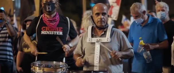 Jerusalem Israel August 2020 People Playing Drums Making Noise Weekly — Video