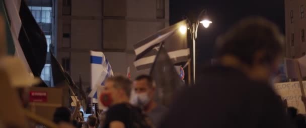Иерусалим Израиль Августа 2020 Года Люди Протестуют Против Правительства Джерси — стоковое видео