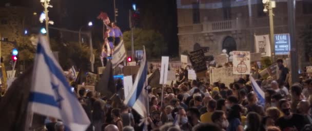 Jerusalem Israel August 2020 People Protesting Current Government Jerusalem — Stock Video