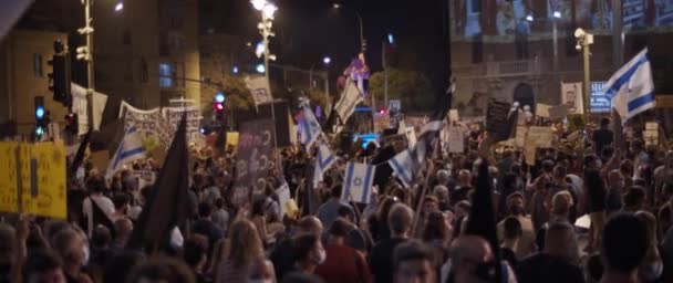 耶路撒冷 以色列 2020年8月29日 耶路撒冷人民抗议现政府 — 图库视频影像