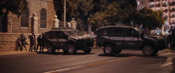 Jerusalem Israel August 2020 Police Cars Blocking Political Protests Jerusalem — Video Stock