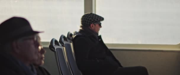 Lisbon Portugal December 2019 Man Sitting Alone While Traveling Boat — ストック動画
