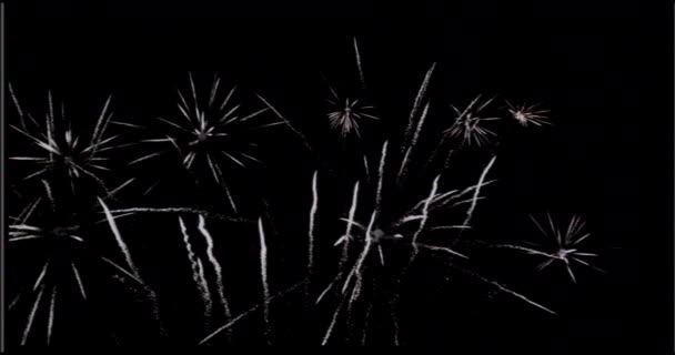 Vecchio Effetto Vhs Fuochi Artificio Bianchi Spider Esplosioni Multiple Tempo — Video Stock