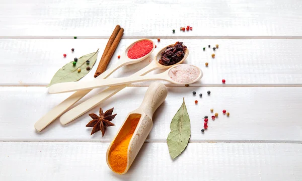 Spices on a white background. Nicely laid out — Stock Photo, Image