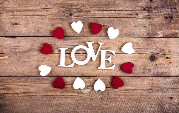 Kelime '' aşk '' eski bir ahşap plakalar. St. Valentine's Day