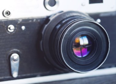 Kamera objektifi. Retro bayat.