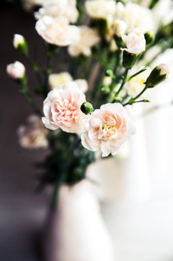 bir vazo vintage karanfil narin buket. romantizm