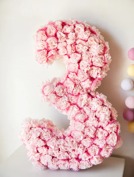Number 3 made from rose — Stock Photo, Image