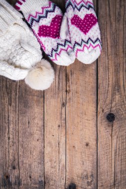 ahşap arka plan klasik eldiven kap ile