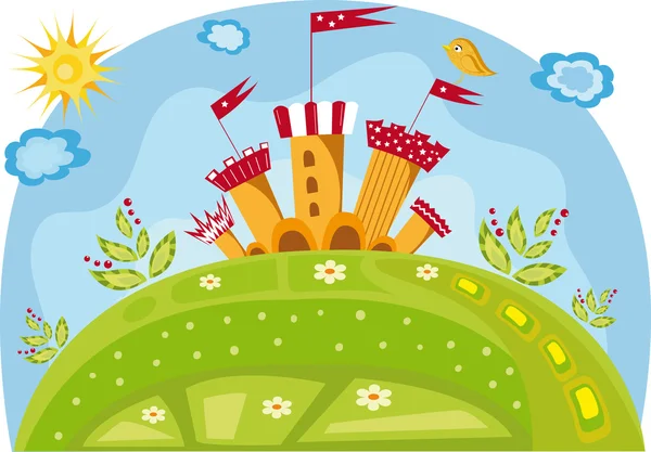 Bir kale ile renkli resimde