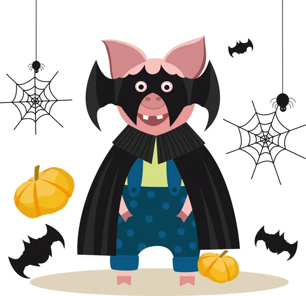 Cadılar Bayramı sevimli domuz maskeli vektör görüntüsü