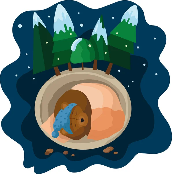 Lindo Oso Dormido Invierno Imagen Vector Invierno — Vector de stock