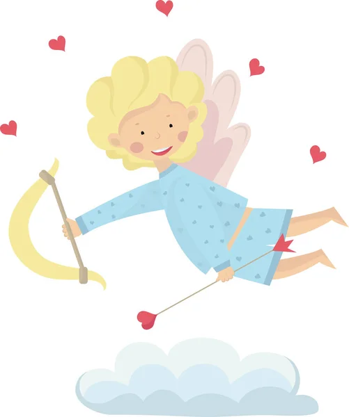 Sevgililer günü aşığı kanatlı, oklu ve kalpli tasarımın için vektör görüntülü.