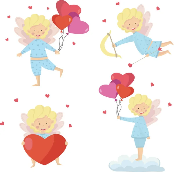 Kanatları ve kalpleri olan şirin banyolar tasarımın için vektör görüntüsü oluşturur.