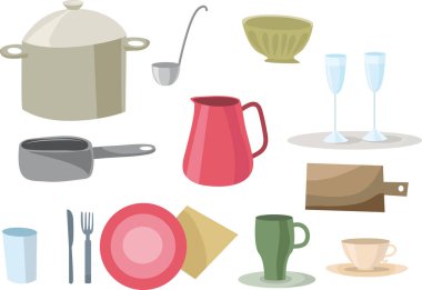 Mutfak aleti düz simge koleksiyonu. Vektör illüstrasyonu.