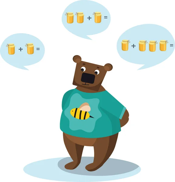 Arılar ve Bal Saksısı Şirin Çizgi Film Resimli Vektör Ayısı