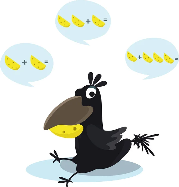 Bir karga ile renkli illüstrasyon peynir vektör resmini hesaplar