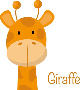 Zürafanın el çizimi, sevimli komik bir zürafanın çizimi. Zürafa harfleri. Ayrı nesneler. Çocuk yazdırma kavramı.