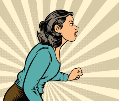 Kızgın kadın. el çizimi biçim vektör tasarımı çizimleri.