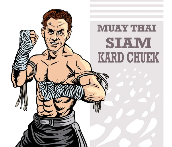 World Thai Boxing Art Uma Forma Antiga Cultura Boxe Sem — Vetor de Stock