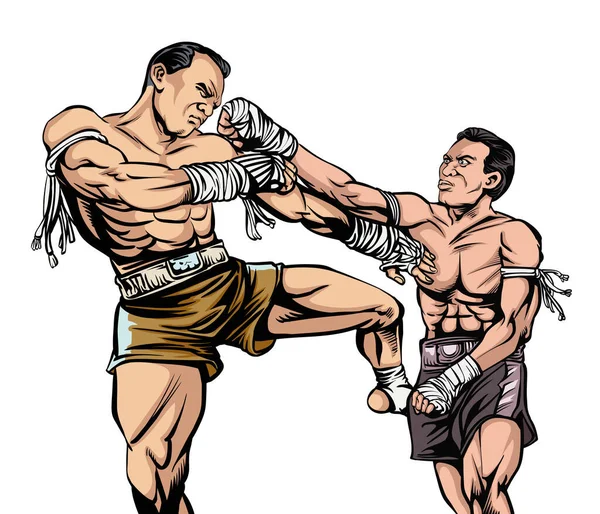 Magníficas Artes Marciais Muay Thai Ilustração Vetorial Arte Pop — Vetor de Stock