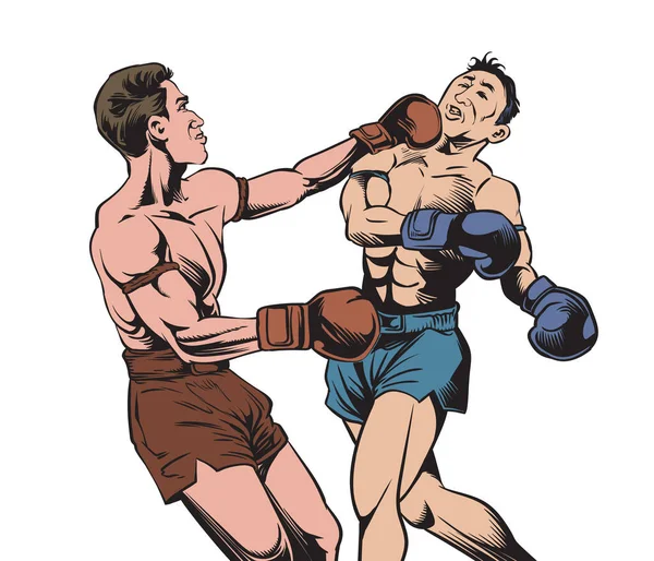 Muay Thai 'nin muhteşem dövüş sanatları. Pop sanat vektörü illüstrasyonu