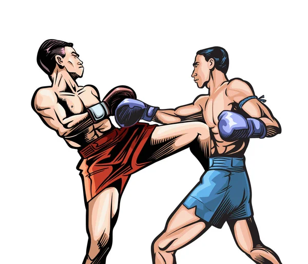 Magnifiche Arti Marziali Muay Thai Illustrazione Vettoriale Arte Pop — Vettoriale Stock