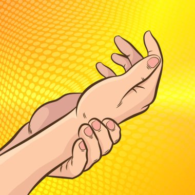 Bilek ağrısı. Pop Art retro vektör illüstrasyon klasiği