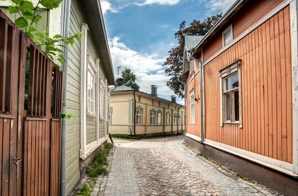 Casas de madeira velhas em Rauma Finlândia — Fotografia de Stock