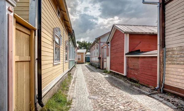 Antiguas casas de madera en Rauma Finlandia — Foto de Stock