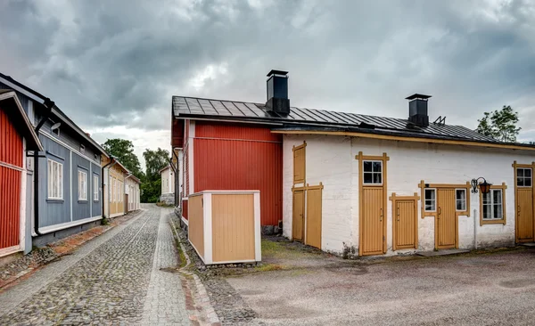 Staré dřevěné domy ve Finsku Rauma Stock Obrázky