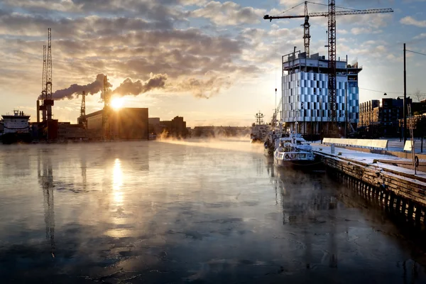 Winter avond zonsondergang — Stockfoto