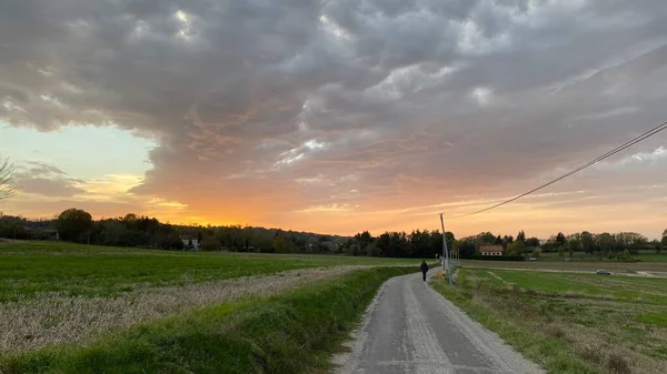 Coucher Soleil Magnifique Dans Les Alpes — Photo