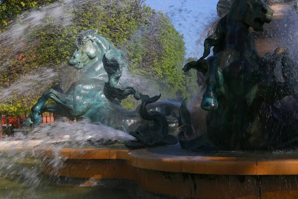 Statue Horses Public Fountain Paris — Stock Photo, Image