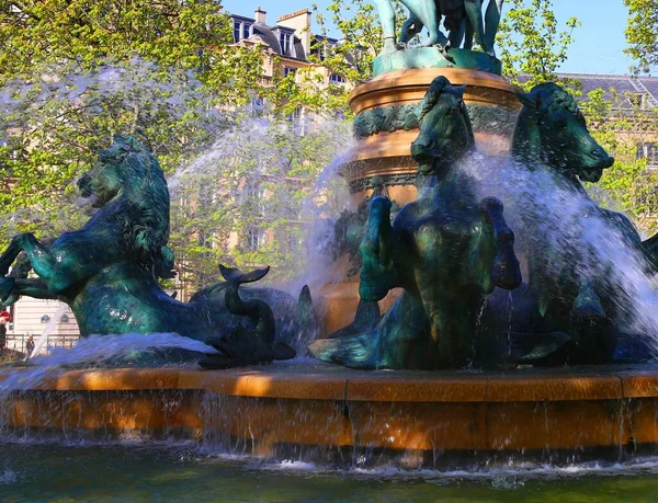 Statue Horses Public Fountain Paris — Stock Photo, Image