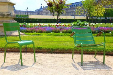 Paris 'in merkezindeki rahatlatıcı Tuileries bahçeleri.