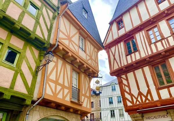 Kolorowe Domy Muru Pruskiego Historycznym Mieście Vannes Bretanii — Zdjęcie stockowe