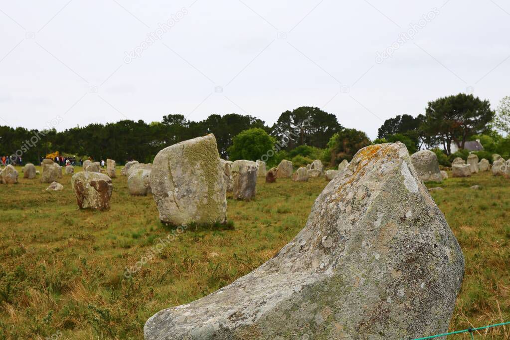 The pre-historic sight of Carnac stones on the region of Brittany in France