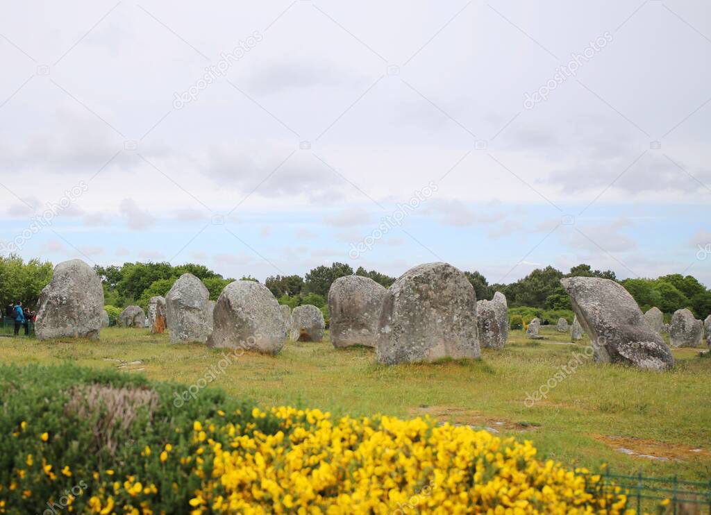 The pre-historic sight of Carnac stones on the region of Brittany in France