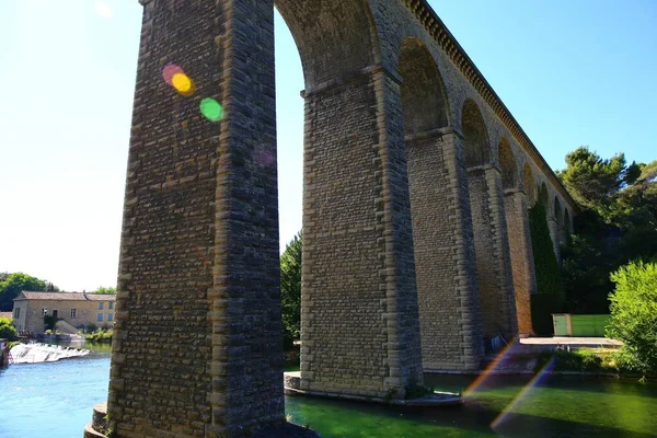 Pont Aqueduc Galas Bridge River Sorgue Fontaine Vaucluse — Stock Photo, Image