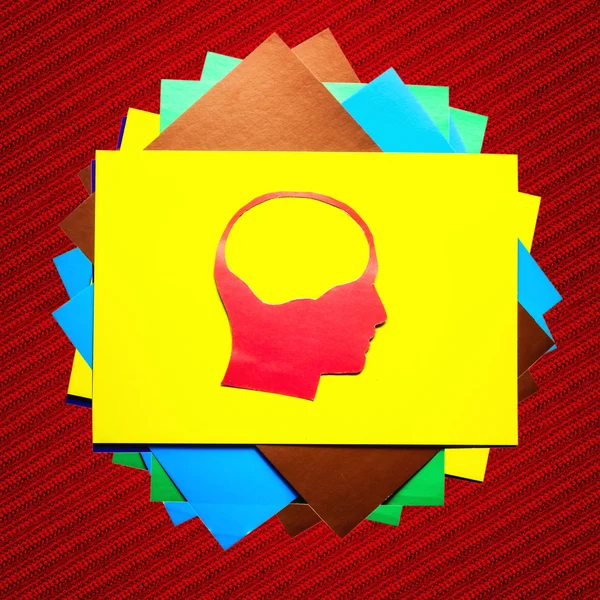 Red paper human head with hollow space — Stock Photo, Image
