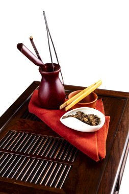 Ahşap plaka üzerinde Çin çay