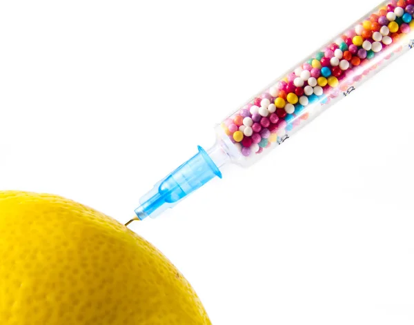 Citron, injekce s cukrem se leskne — Stock fotografie